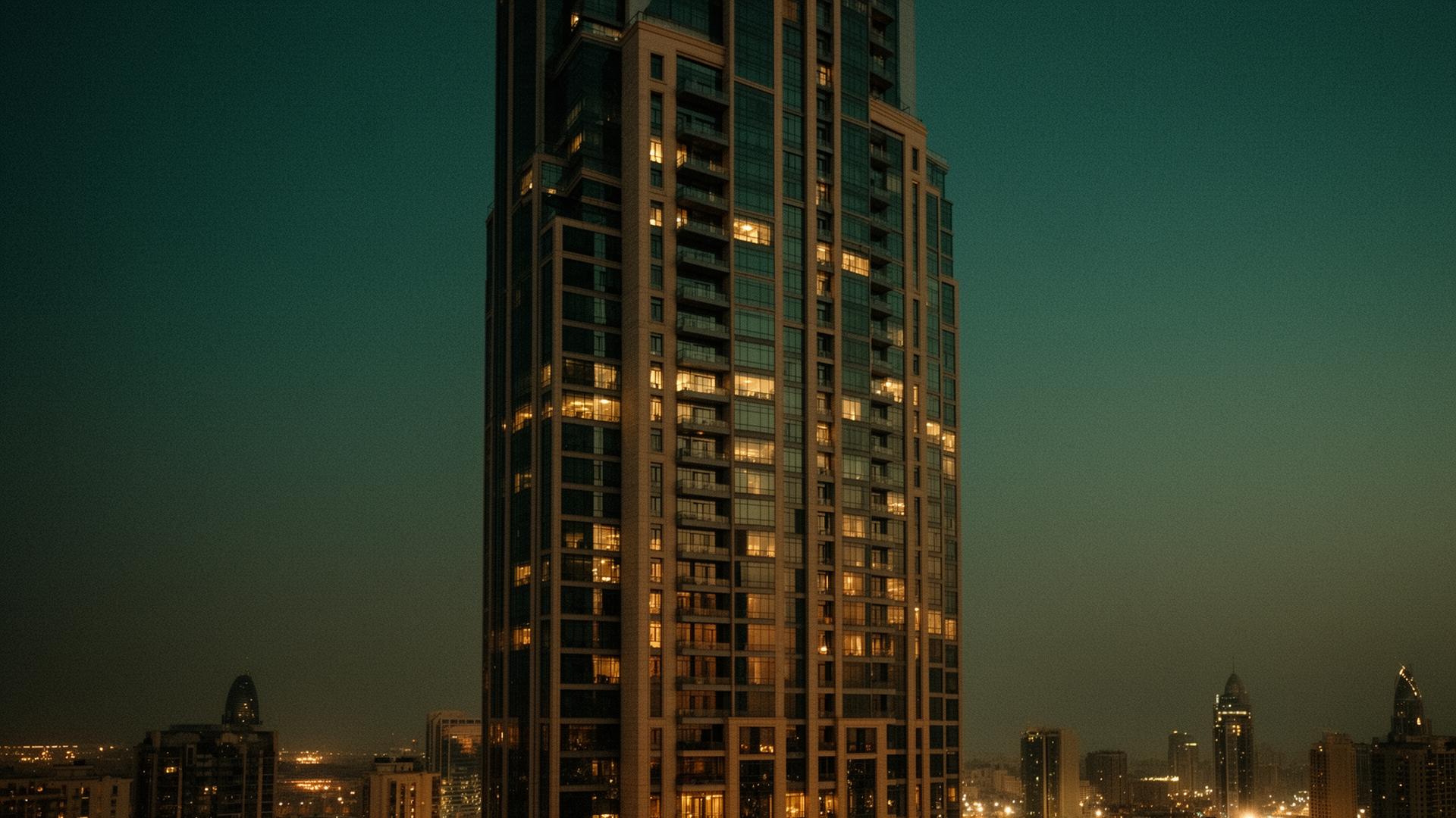 Global city skyline at dusk